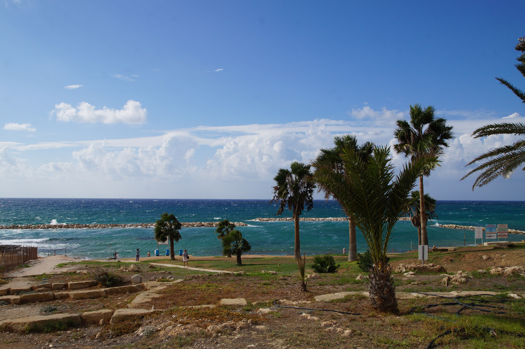 Спуск к пляжу отеля Венус Бич. Отсюда начинается многокилометровый променад. 
Пафос, Кипр, осень 2018